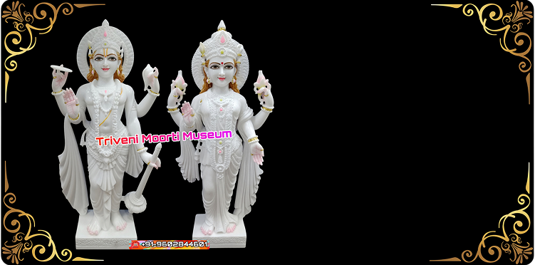 Vishnu Laxmi Marble Staue