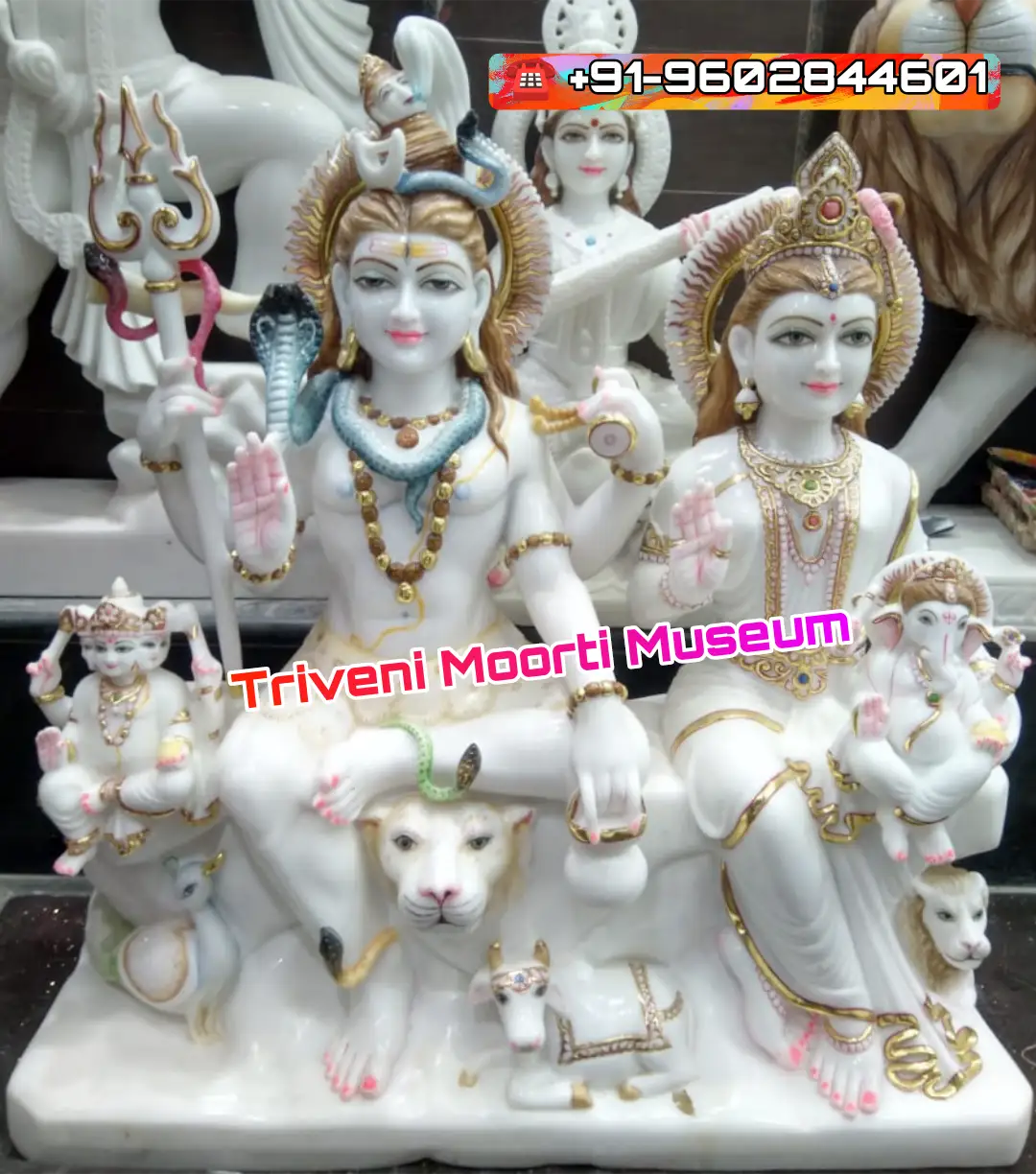 5 Feet Shiv Pariwar Marble Statue For Temple