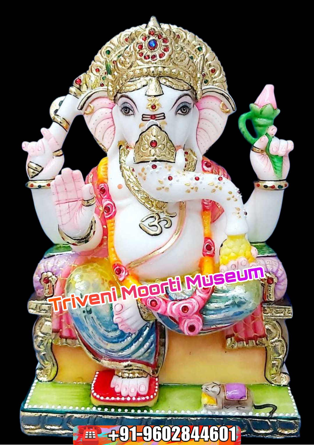 Colour Painted Ganesh JI Marble Statue