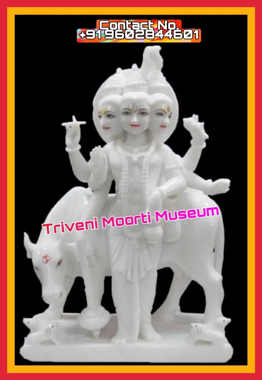 White Makrana Marble Dattatreya Staue