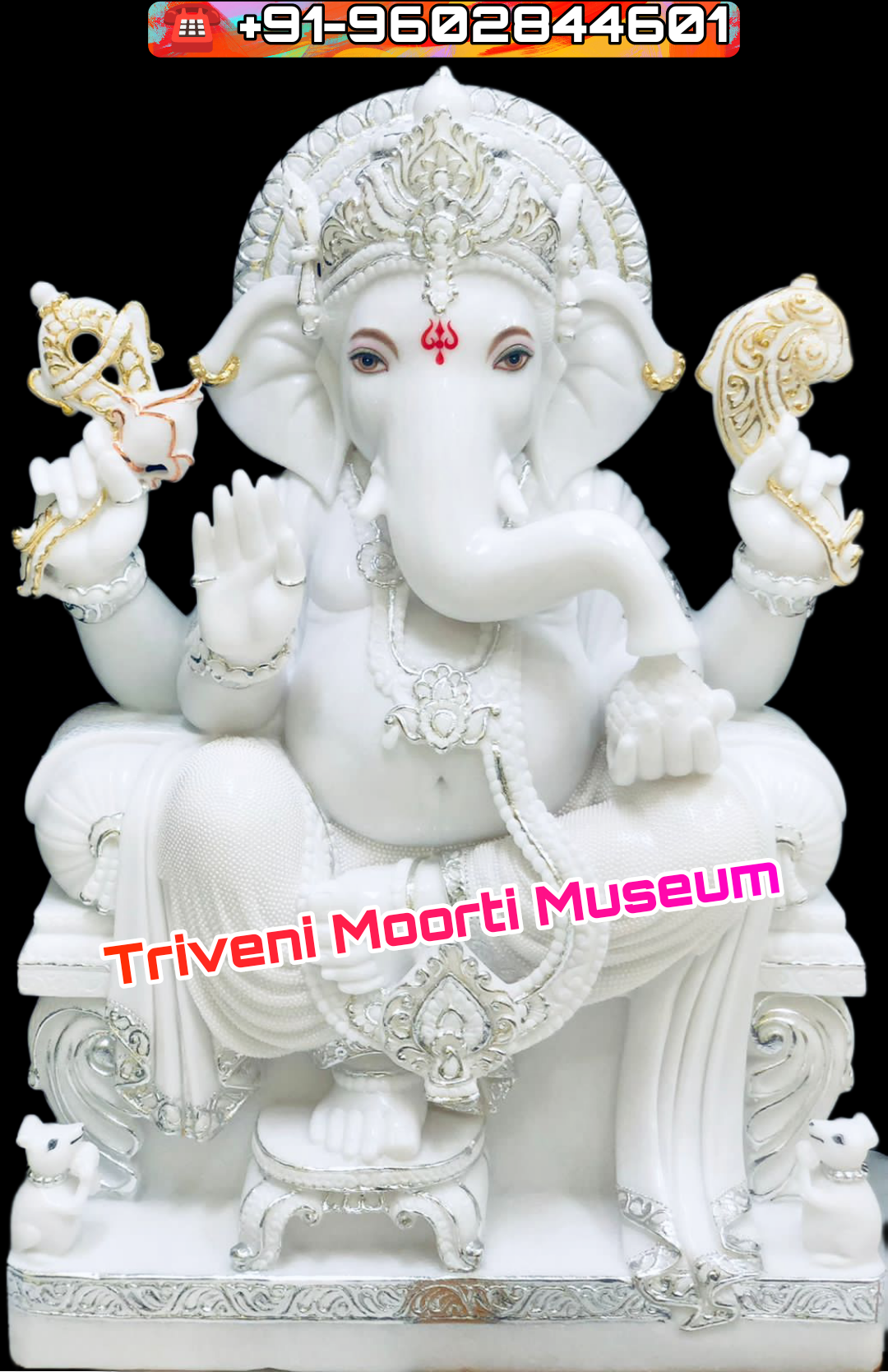 White Makrana Marble Ganesh Ji Idol for Home