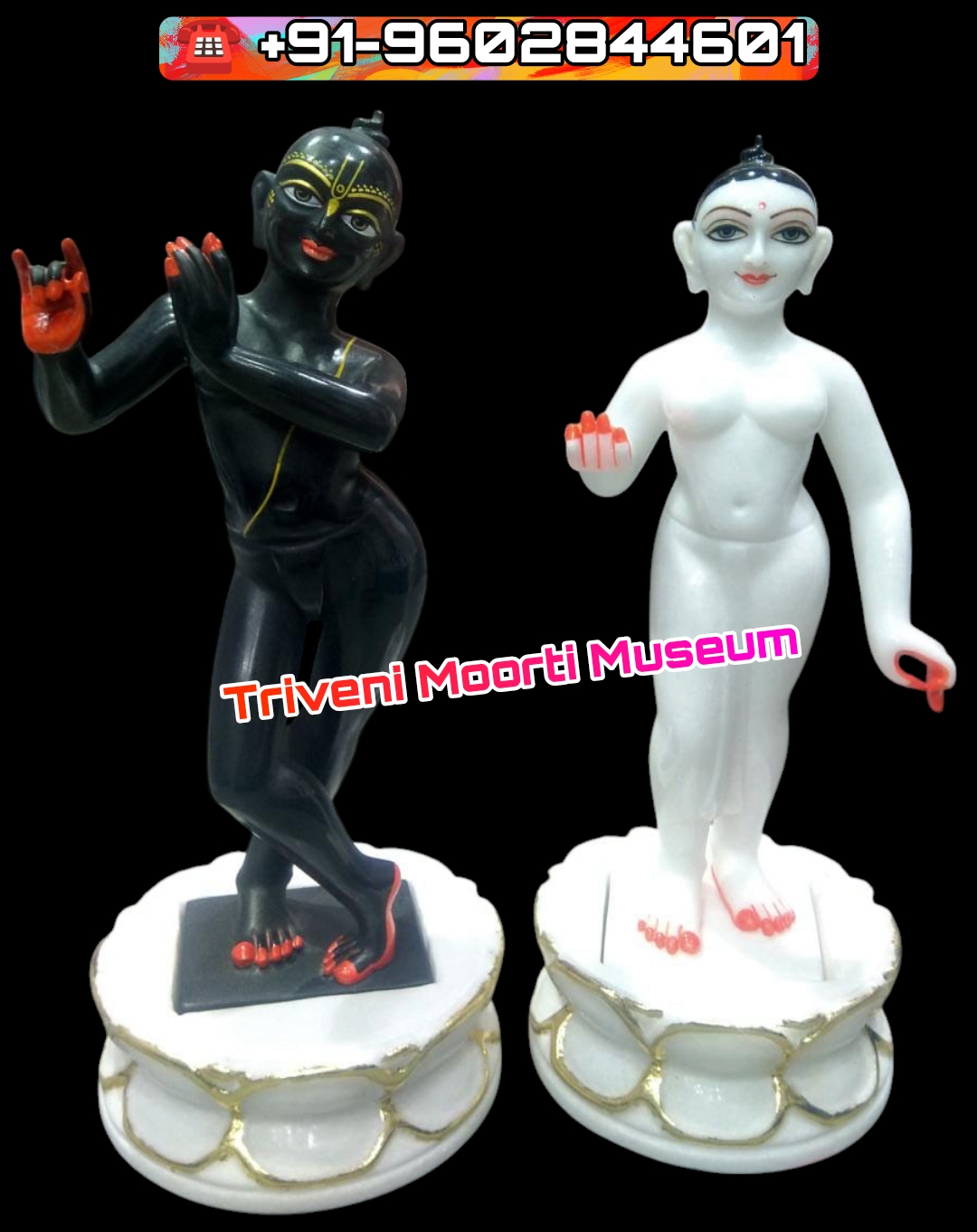 Black and White Marble Iskcon Radha Krishna