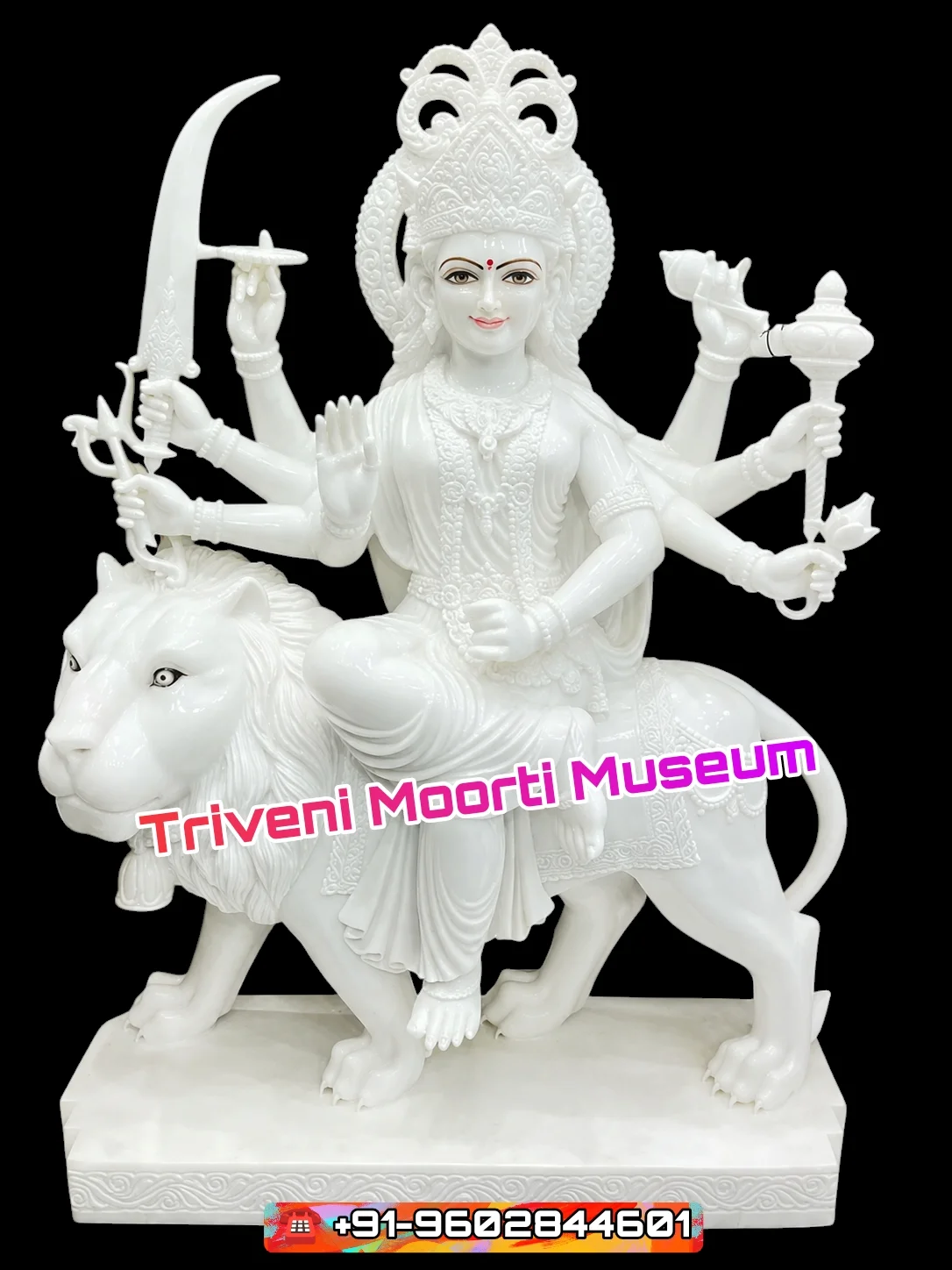 Pure White Durga Mata Marble Murti
